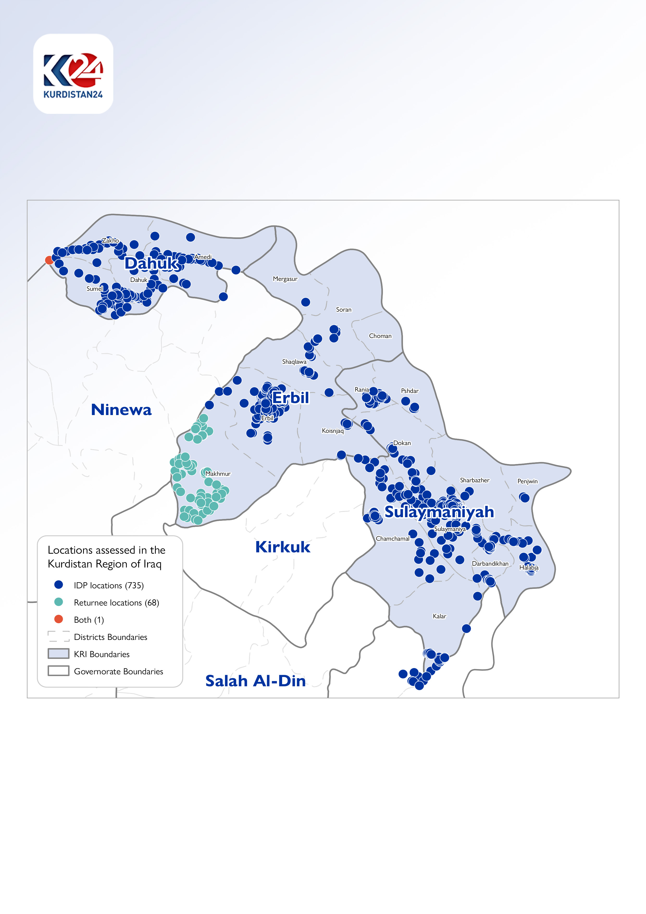 The different areas of research in this report. (Photo: Kurdistan 24)