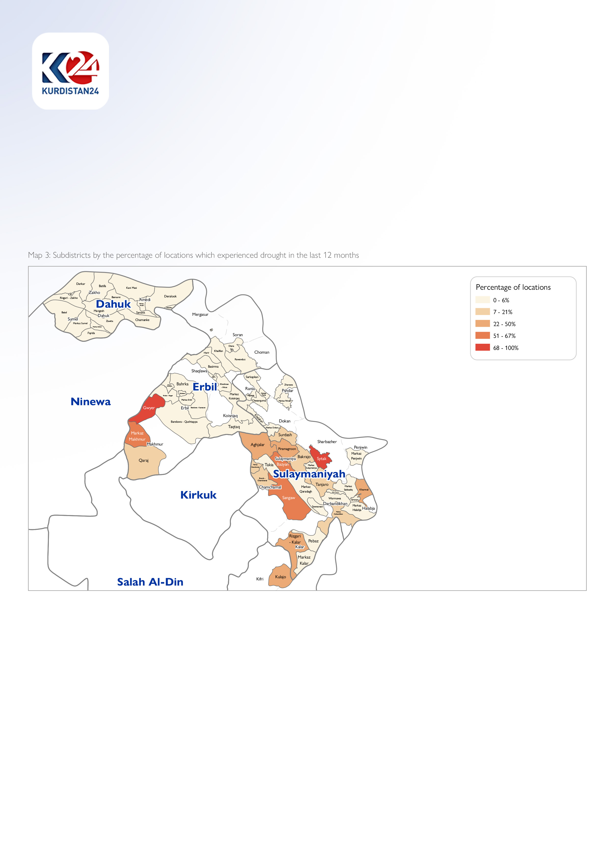 Different areas within the Kurdistan Region facing varying degrees of drought. (Photo: Kurdistan 24)
