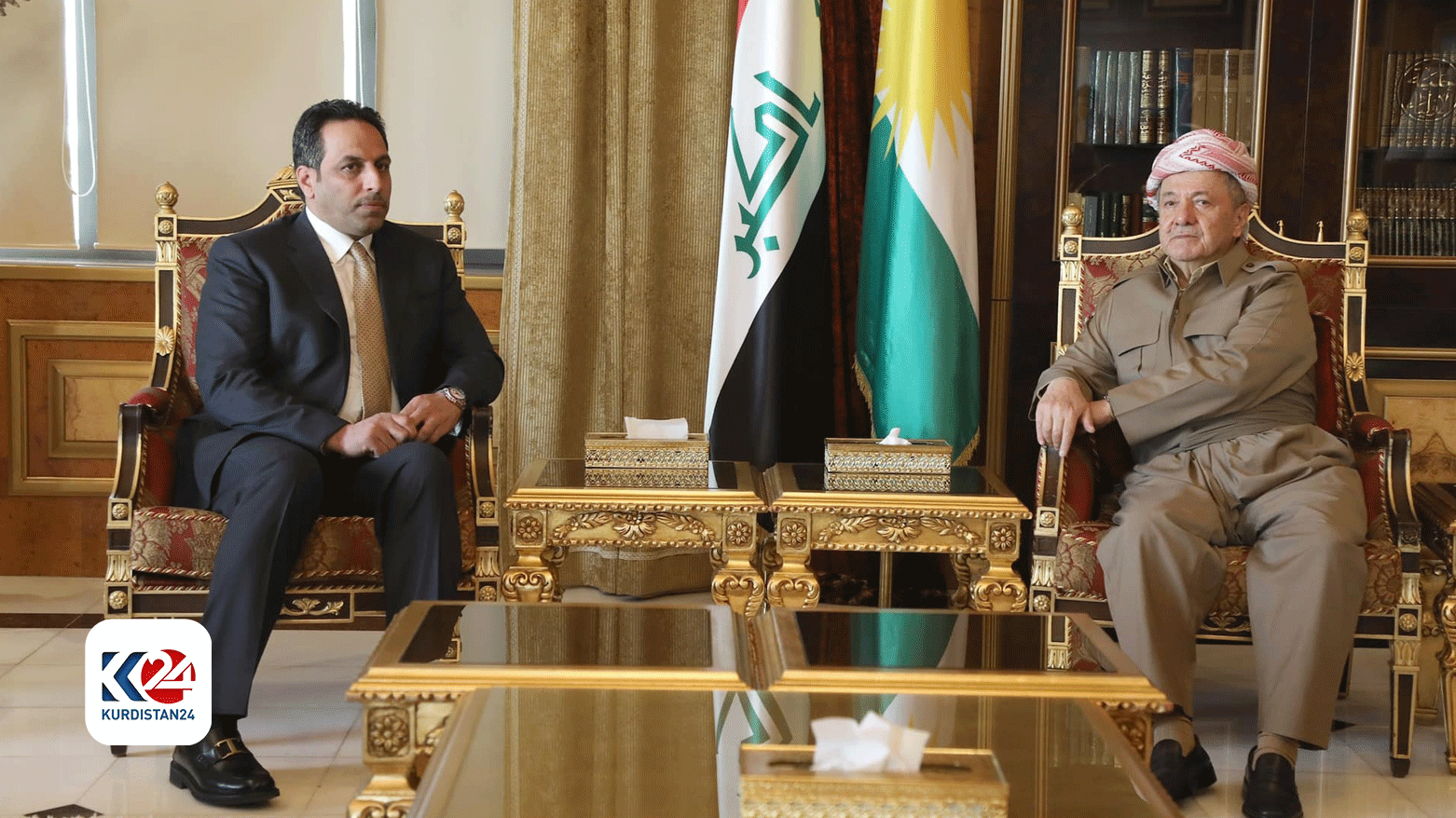 الرئيس مسعود بارزاني ورئيس كتلة المبادرة زياد الجنابي