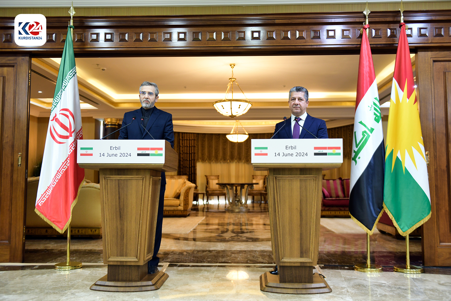 کۆنفرانسی ڕۆژنامەوانیی هاوبەشی سەرۆکوەزیرانی هەرێمی کوردستان و سەرپەرشتیی وەزارەتی دەرەوەی ئێران