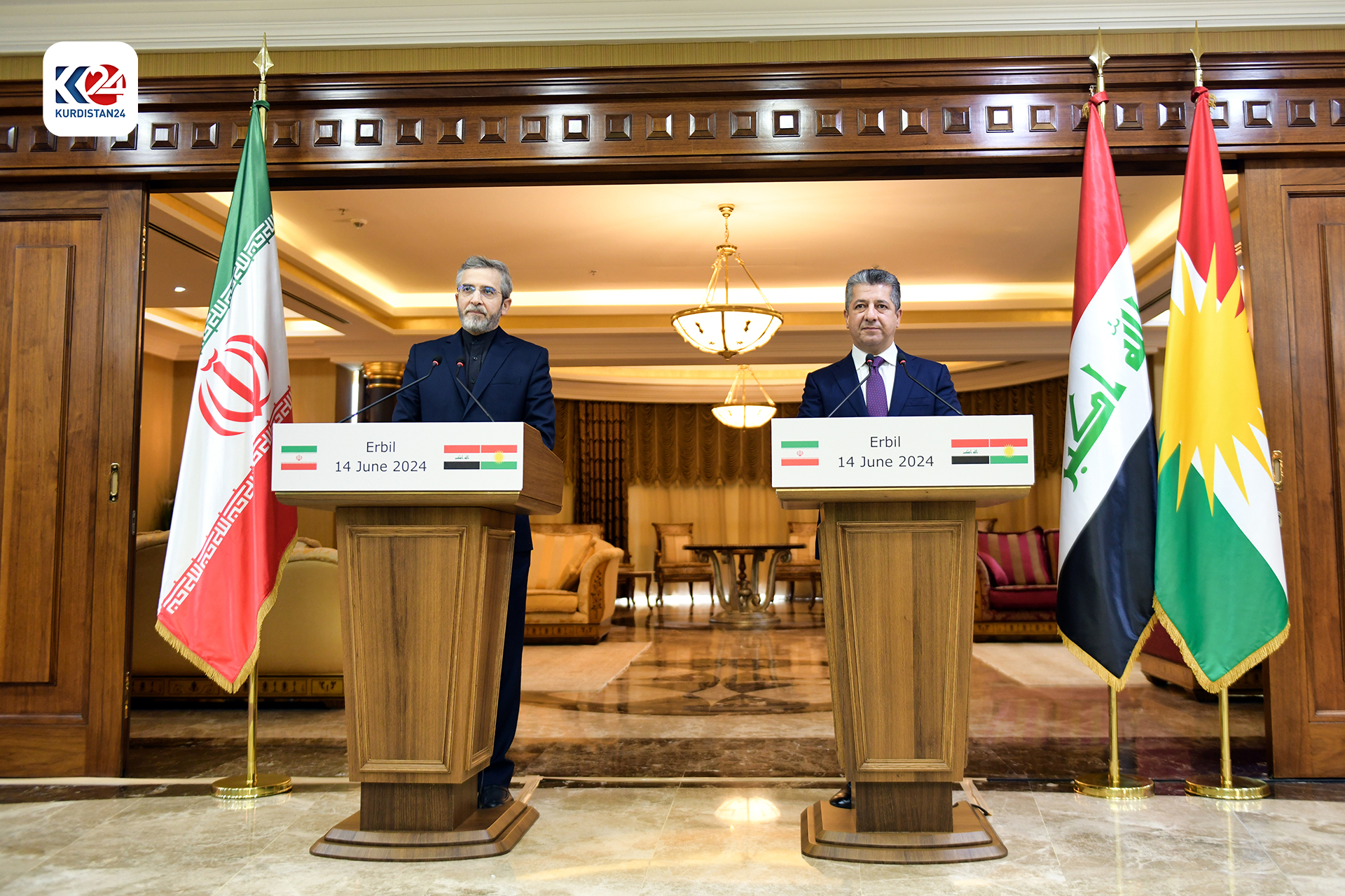 کۆنفرانسی ڕۆژنامەوانیی هاوبەشی سەرۆکوەزیرانی هەرێمی کوردستان و سەرپەرشتیی وەزارەتی دەرەوەی ئێران