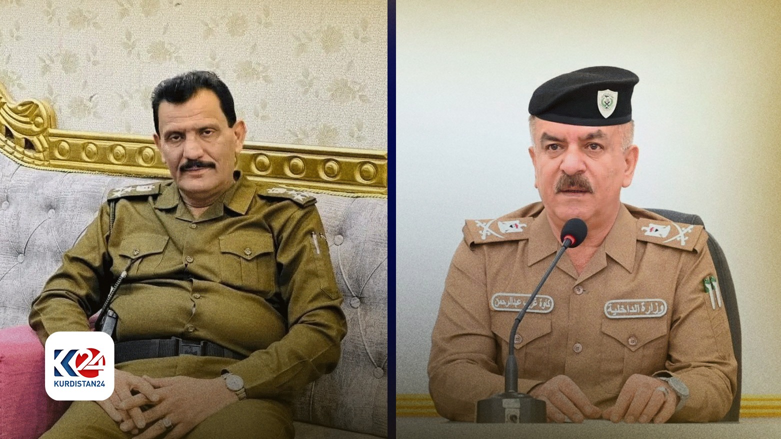على اليمين اللواء كاوا غريب وعلى الشمال العميد فتاح الخفاجي