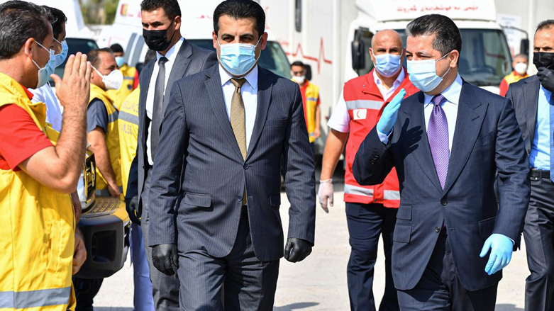 Kurdistan Region Prime Minister Masrour Barzani (right) visits a health facility in Erbil, Sept. 21, 2020. (Photo: KRG)