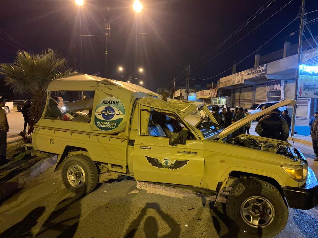 ئۆتۆمبێلێکی ئاسایش لە رووداوی هاتووچۆکەدا