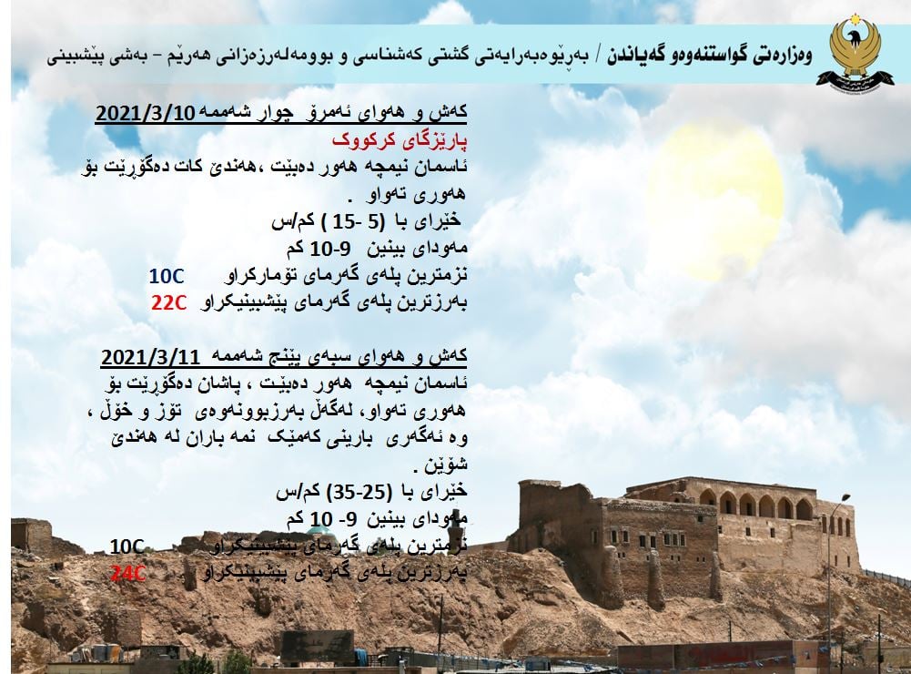 كەشوھەوای ئەمڕۆ و سبەی كەركووك