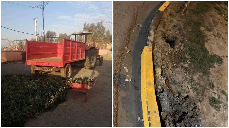 Photos shared on Iraqi social media show plants used to beautify Mosul for Pope Francis' visit (left) and the aftermath (right) following his departure. (Photos: Social Media/@bint_mousl)