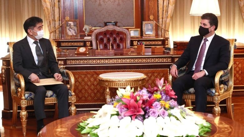 نچیروان بارزانی، رئیس اقلیم کوردستان و سوزوکی کوتارو سفیر ژاپن در عراق