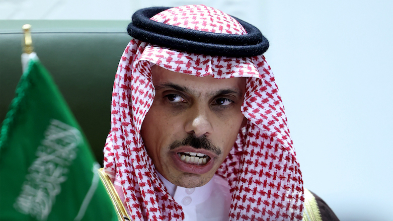 Saudi Foreign Minister Faisal bin Farhan speaks during a press conference in the capital Riyadh on March 22, 2021, announcing an offer of a ceasefire with Yemen's Huthi rebels, March 22, 2021. (Photo: Fayez Noureldine / AFP)