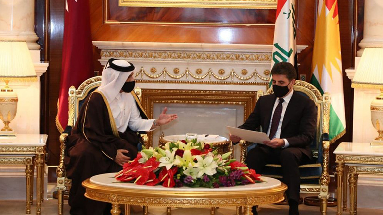 نچیروان بارزانی، رئیس اقلیم کوردستان و شیخ محمد بن عبدالرحمان آل ثانی، معاون نخست وزیر و وزیر امور خارجه قطر