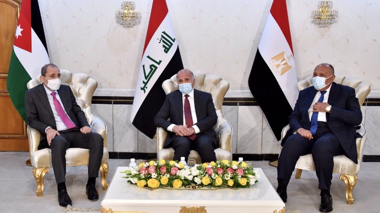 Foreign Ministers of Iraq, Egypt, and Jordan meet in Baghdad, March 29, 2021. (Photo: Iraqi Foreign Ministry)