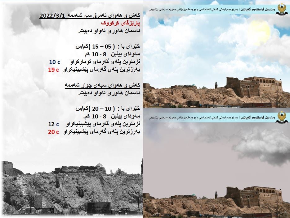 كەشوھەوای ئەمڕۆ و سبەی كەركووك