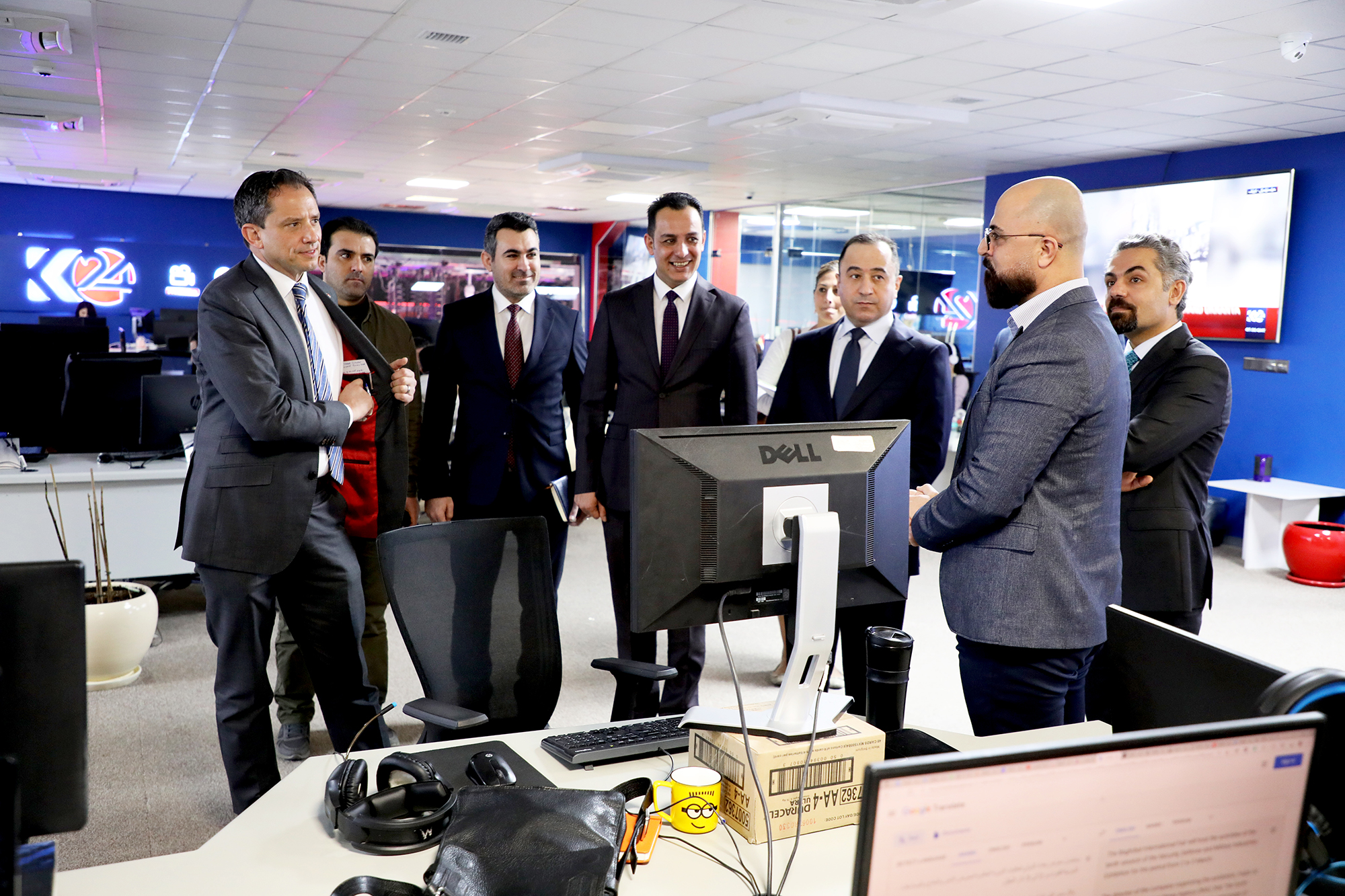 US Consul General to Erbil Robert Palladino, visiting Kurdistan 24 headquarters, Feb. 28, 2022. (Photo: Kurdistan 24)