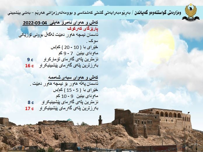 كەشوھەوای ئەمڕۆ و سبەی كەركووك