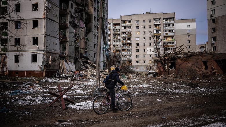 ناوچه‌یه‌كی بۆردومانكراوی ئۆكرانیا له‌لایه‌ن سوپای رووسیاوه‌.. فۆتۆ: Dimitar DILKOFF / AFP