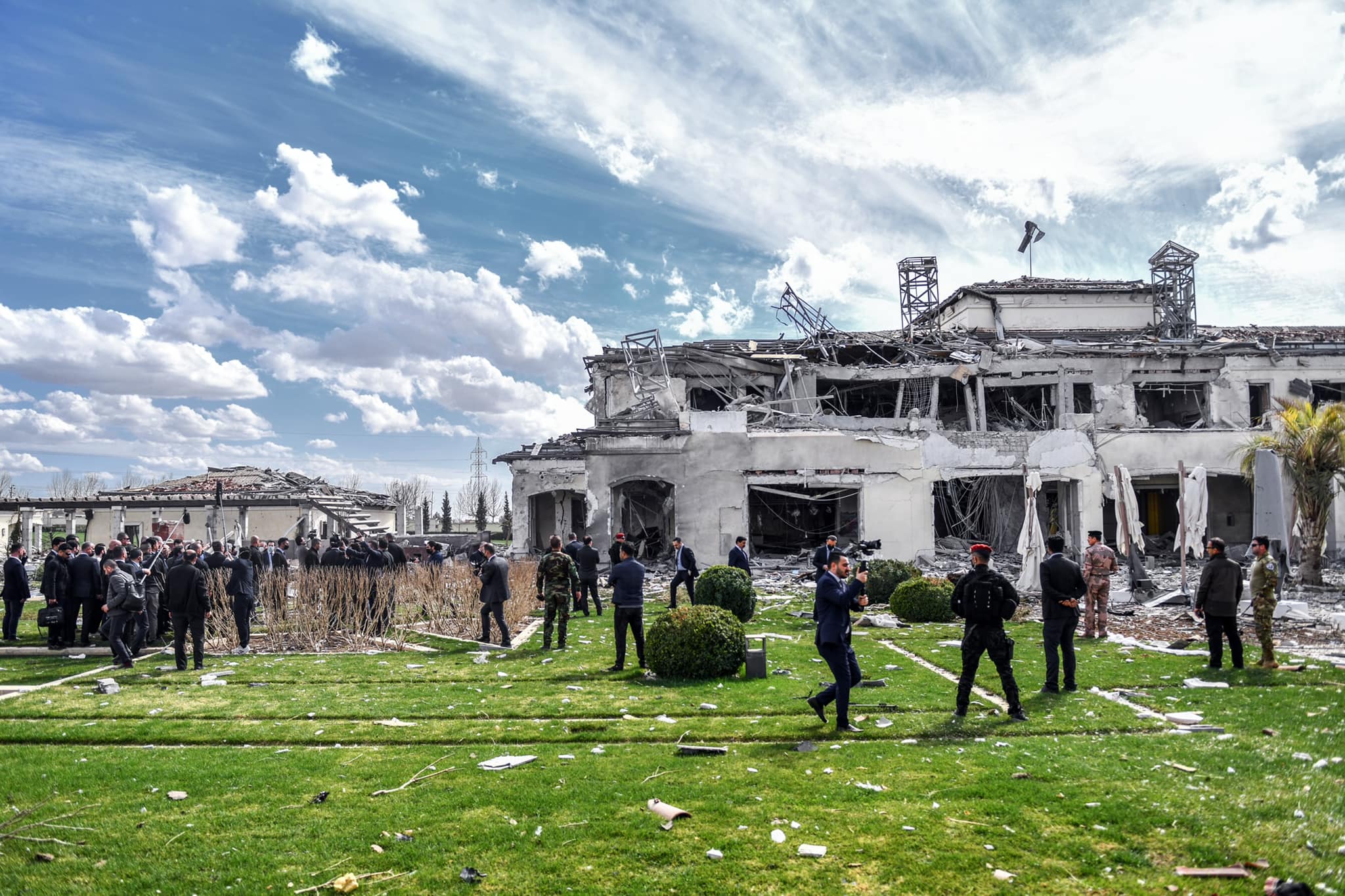 One of the civilian buildings damaged by Iran's missile attack on Erbil early Sunday, March 14, 2022 (Photo: KRG)