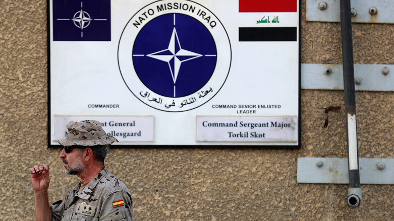A Spanish military officer stands outside the NATO headquarters in Baghdad, Dec. 9, 2021. (Photo: Ahmad al-Rubaye/AFP)