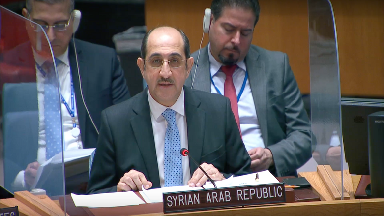 Syria’s Permanent Representative to the United Nations addresses Security Council, Mar. 24, 2022 (Photo: Syrian Permanent Mission to the UN/Youtube screengrab)