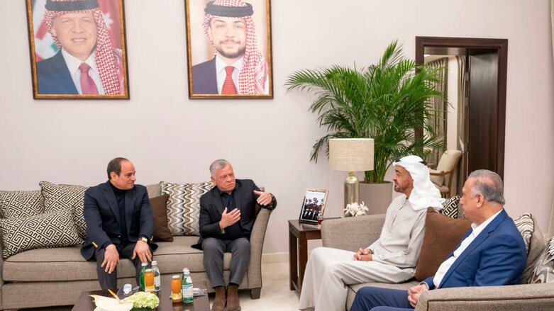 Leaders from Egypt, Jordan, the United Arab Emirates and Iraq hold talks in the Jordanian port city of Aqaba (Photo: Mohamed Al Hammadi UAE's Ministry of Presidential Affairs/AFP)