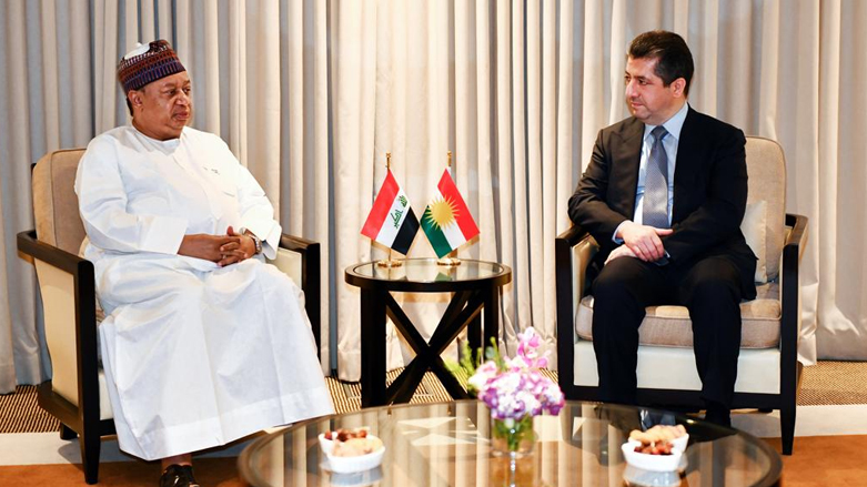 Kurdistan Region Prime Minister Masrour Barzani (right), with the Secretary-General of OPEC, Mohammed Barkindo. (Photo: KRG)