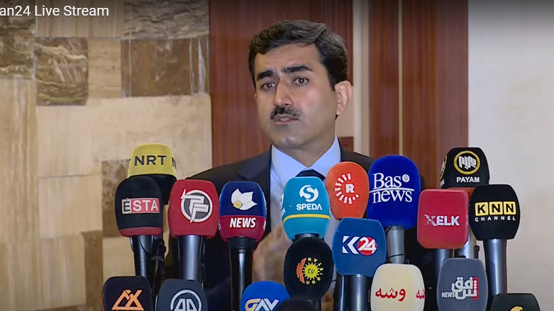 Agreen Abdulla, Director-General of the Ministry of Construction and Housing during a press conference. (Photo: Kurdistan 24)