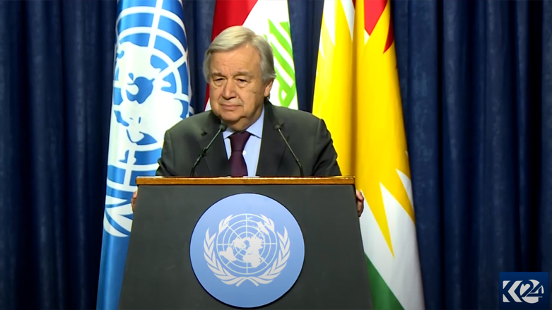 The UN Secretary-General of the United Nations António Guterres speaking during a press conference in Erbil, March 2, 2023. (Photo: Kurdistan 24)