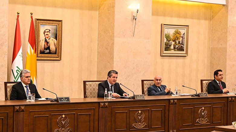 Prime Minister Masrour Barzani (third from the right) during KRG Council of Ministers meeting, March6, 2023. (Photo: KRG)