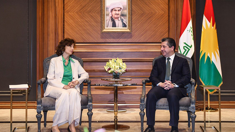 Prime Minister Masrour Barzani (right) during his meeting with the Director-General of the UNESCO, Audrey Azoulay, March 8, 2023. (Photo: KRG)