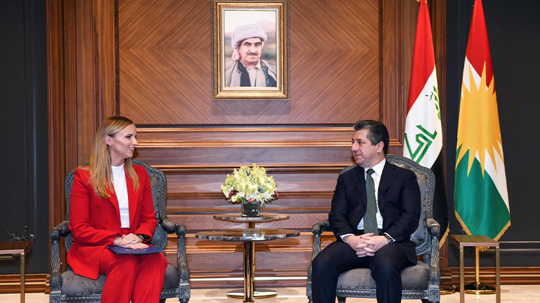 Prime Minister Masrour Barzani (right) during his meeting with the chair of the EU Parliament's Delegation for relations with the Republic of Iraq, Sara Skyttedal, March 8, 2023. (Photo: KRG)