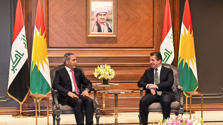 Prime Minister Masrour Barzani (right) during his meeting with Faiq Zidan, the President of the Supreme Judicial Council and Chief of the Federal Court of Cassation, March 8, 2023. (Photo: KRG)