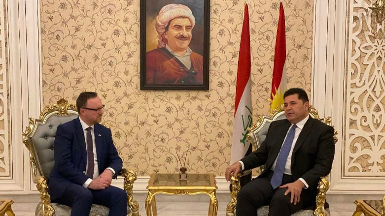 Dindar Zebari (right), KRG Coordinator for International Advocacy, during his meeting with Christian Rithscher, the Head of the UNITAD, March 12, 2023. (Photo: KRG Office of the Coordinator for International Advocacy)