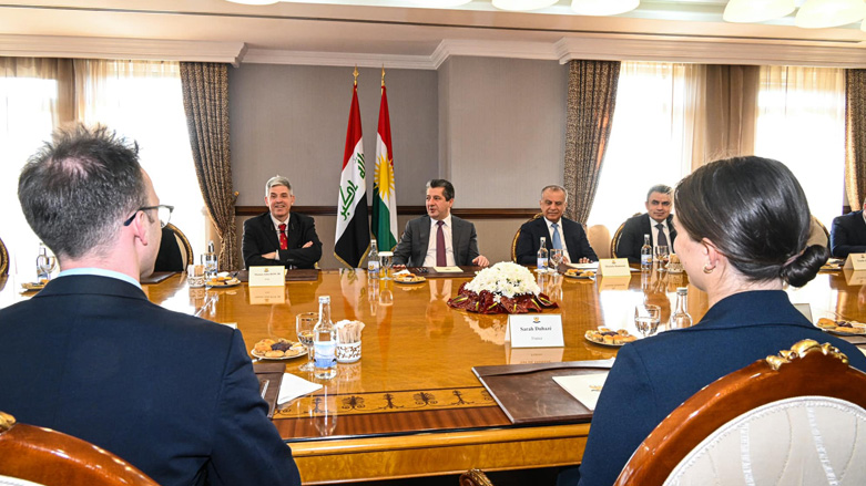 Kurdistan Region Prime Minister Masrour Barzani (center) during his meeting with the Austrian delegation, March 13, 2023. (Photo: KRG)