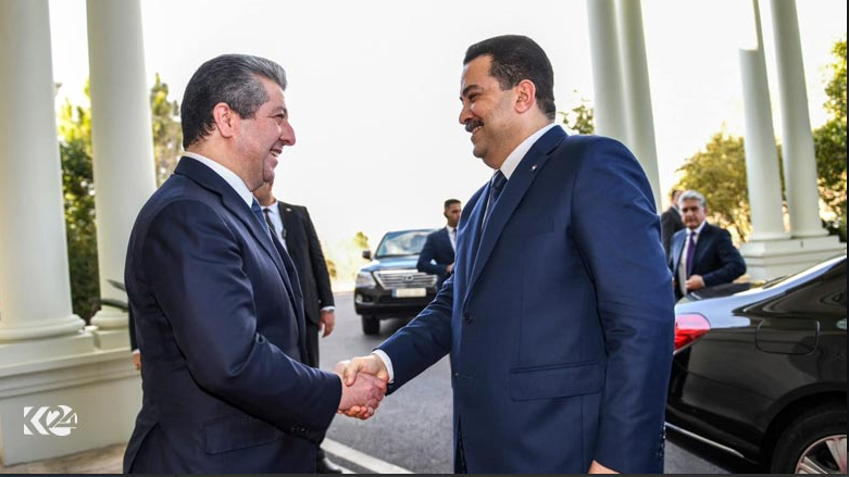 رئيس حكومة كوردستان مسرور بارزاني ورئيس الحكومة الاتحادية محمد شياع السوداني