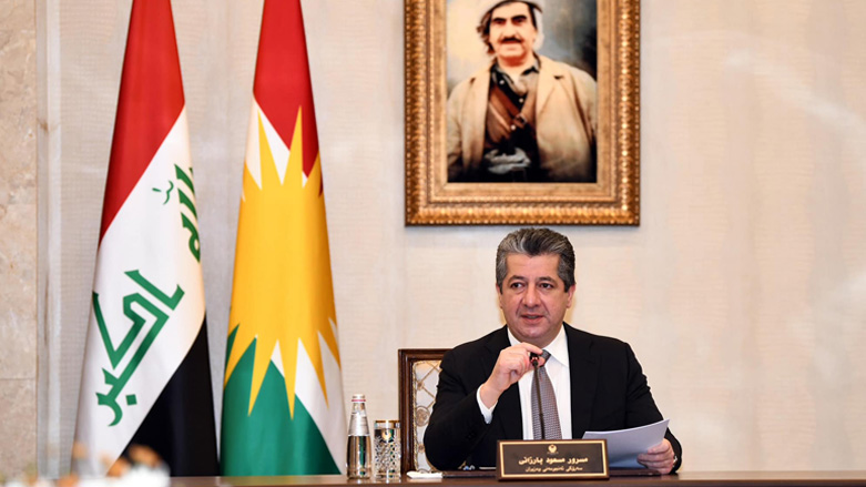 Kurdistan Region Prime Minister Masrour Barzani speaking during a weekly cabinet meeting in Erbil, March 15, 2023. (Photo: KRG)