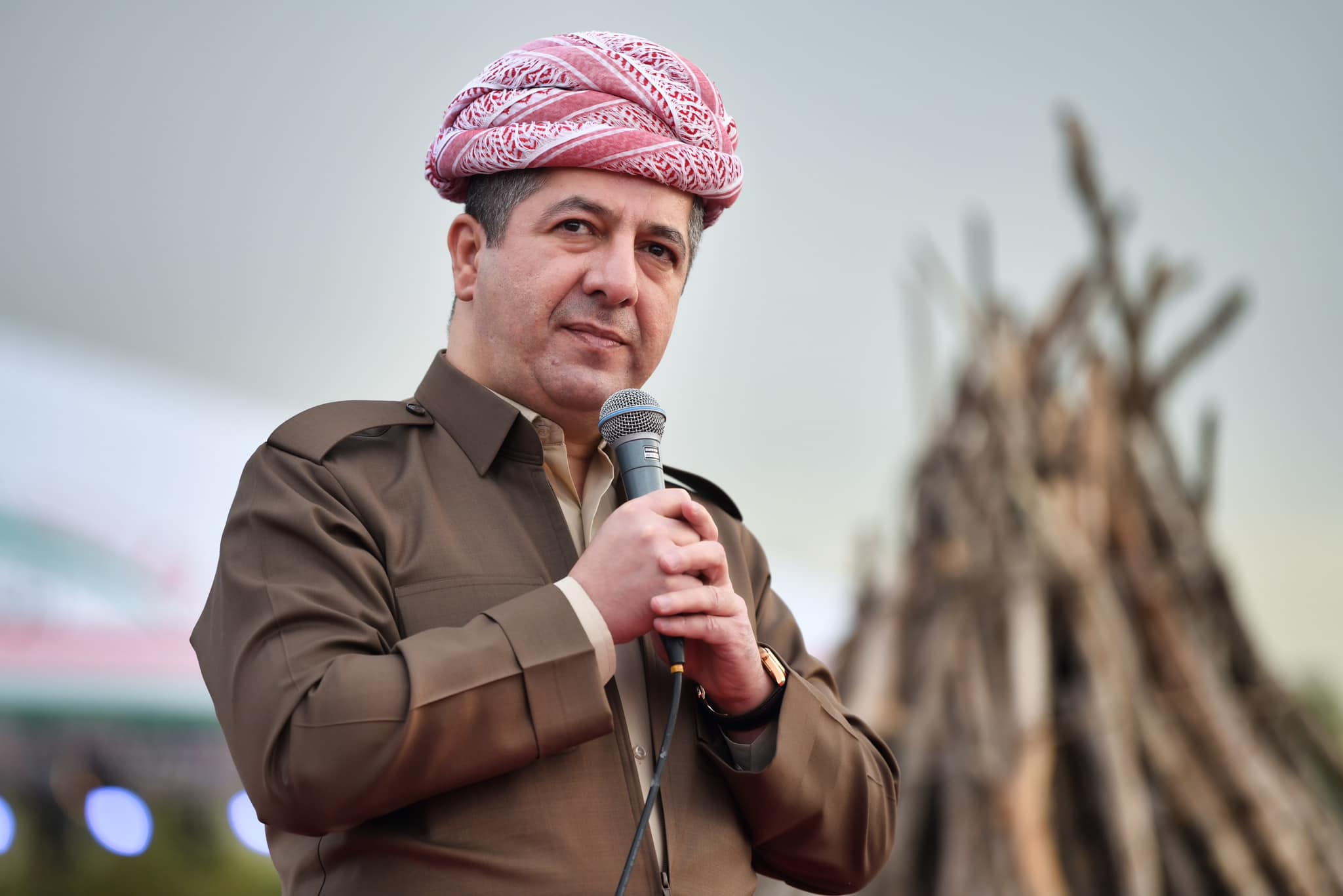 Kurdistan Region Prime Minister Masrour Barzani delivering remarks at a Newroz party in Erbil, March 20, 2023. (Photo: KRG)