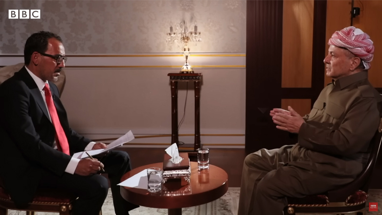 پرزیدنت مسعود بارزانی، در هنگام مصاحبه با بی بی سی عربی
