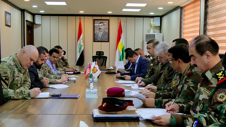 A top delegation from the Ministry of Peshmerga Affairs (right) during their meeting with the head of the coalition advisors and senior security support team at the US Consulate in Erbil, March 28, 2023. (Photo: The Ministry of Peshmerga)