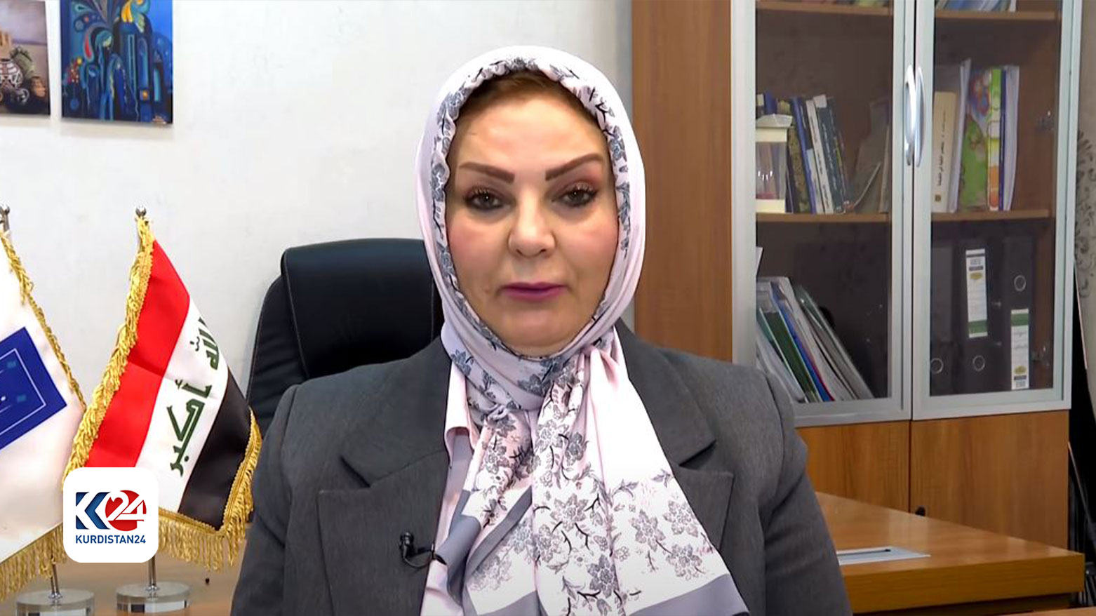 The Iraqi Independent High Electoral Commission (IHEC) spokesperson Joumana Ghallay in an interview with Kurdistan 24 on Monday. (Photo: Kurdistan24)