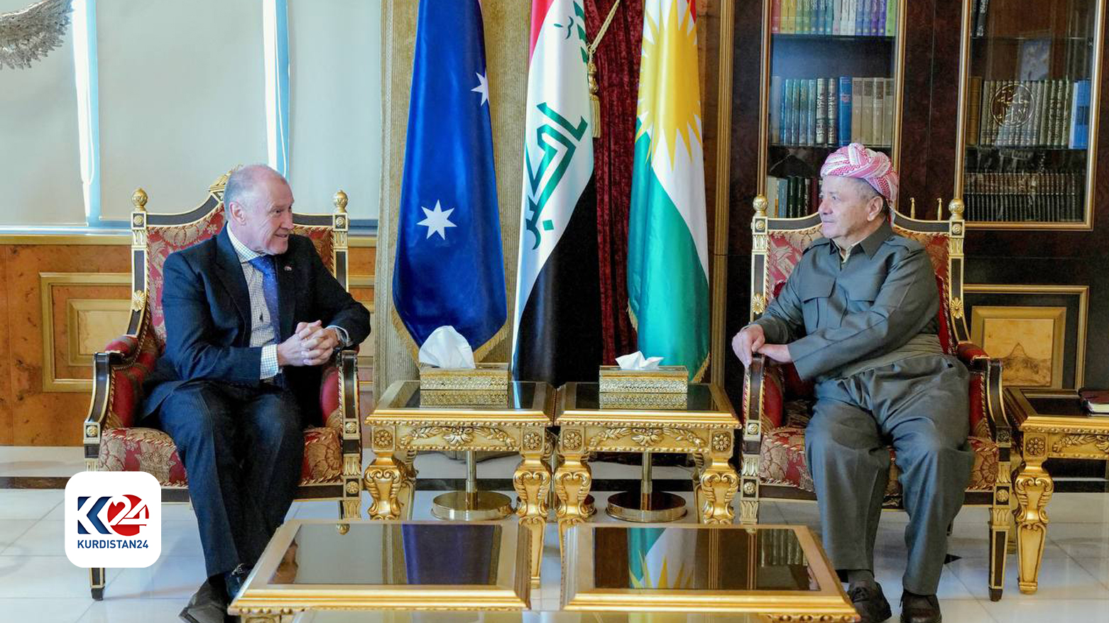 KDP President Masoud Barzani receives Australias Ambassador to Iraq Glenn Miles