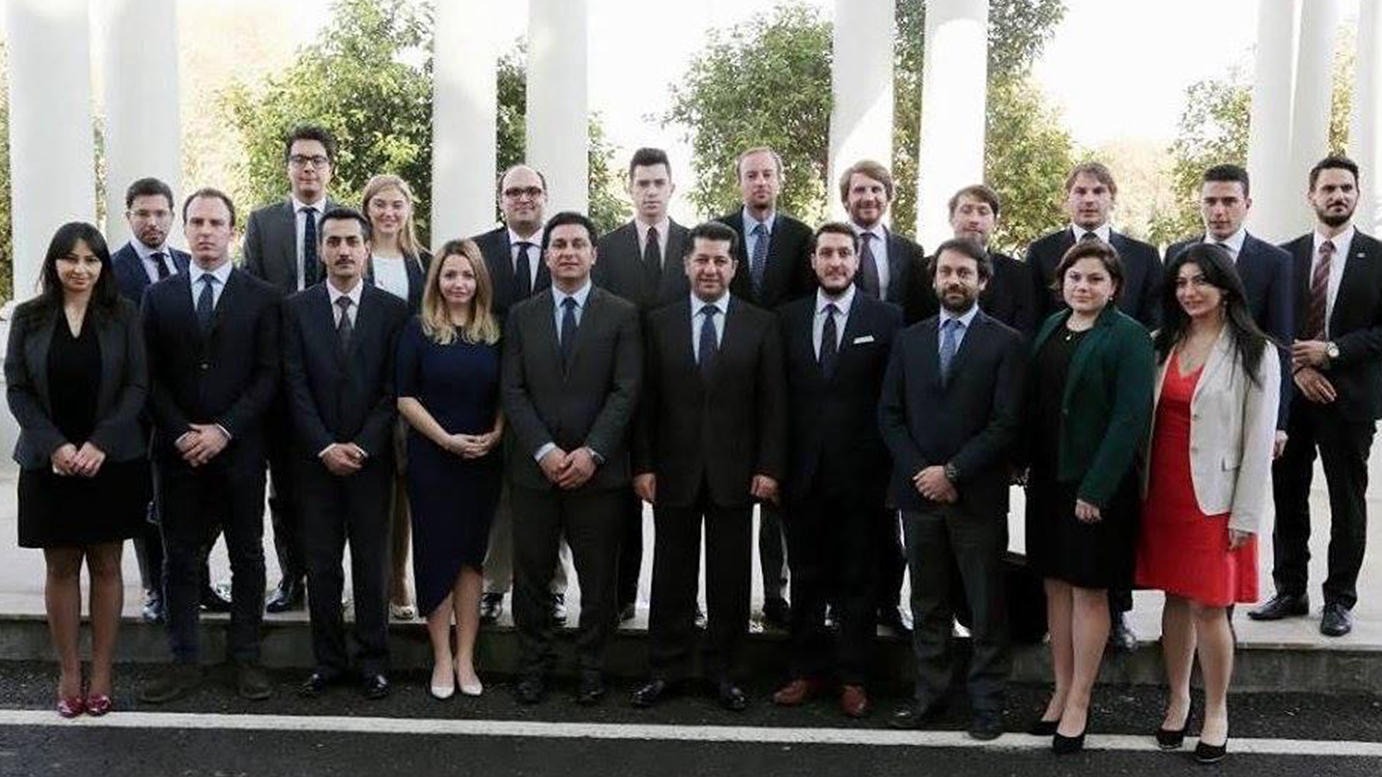 The members of the Democratic Youth Community of Europe posing for a picture with Kurdistan Region Prime Minister Masrour Barzani. (Photo: Submitted to Kurdistan24)