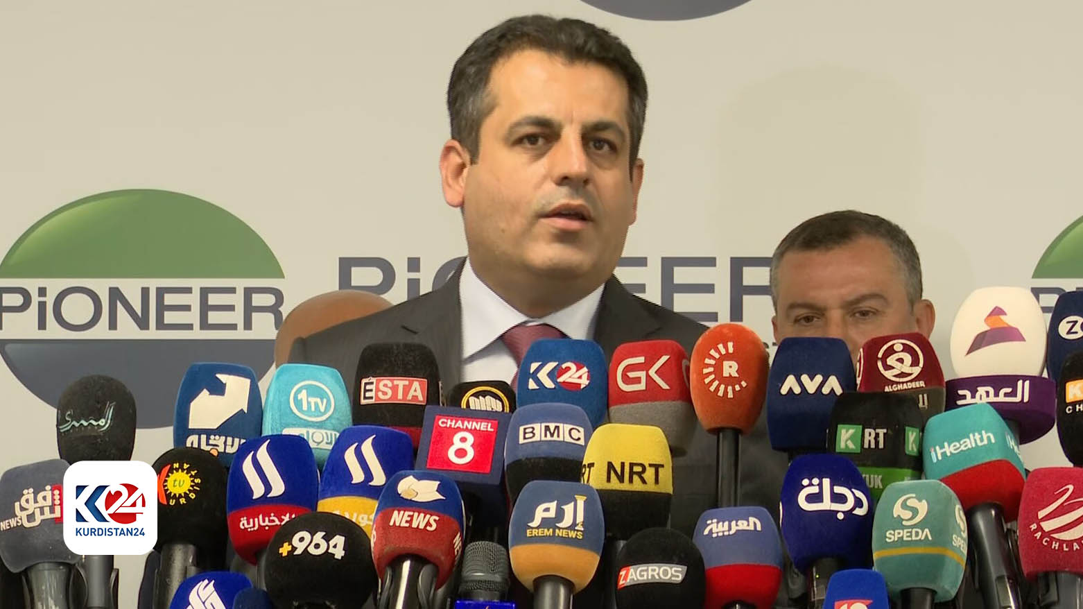 KRG's Health Minister Dr. Saman Barzinji speaking in a press conference in Sulaimani, March 7. (Photo: Kurdistan 24)