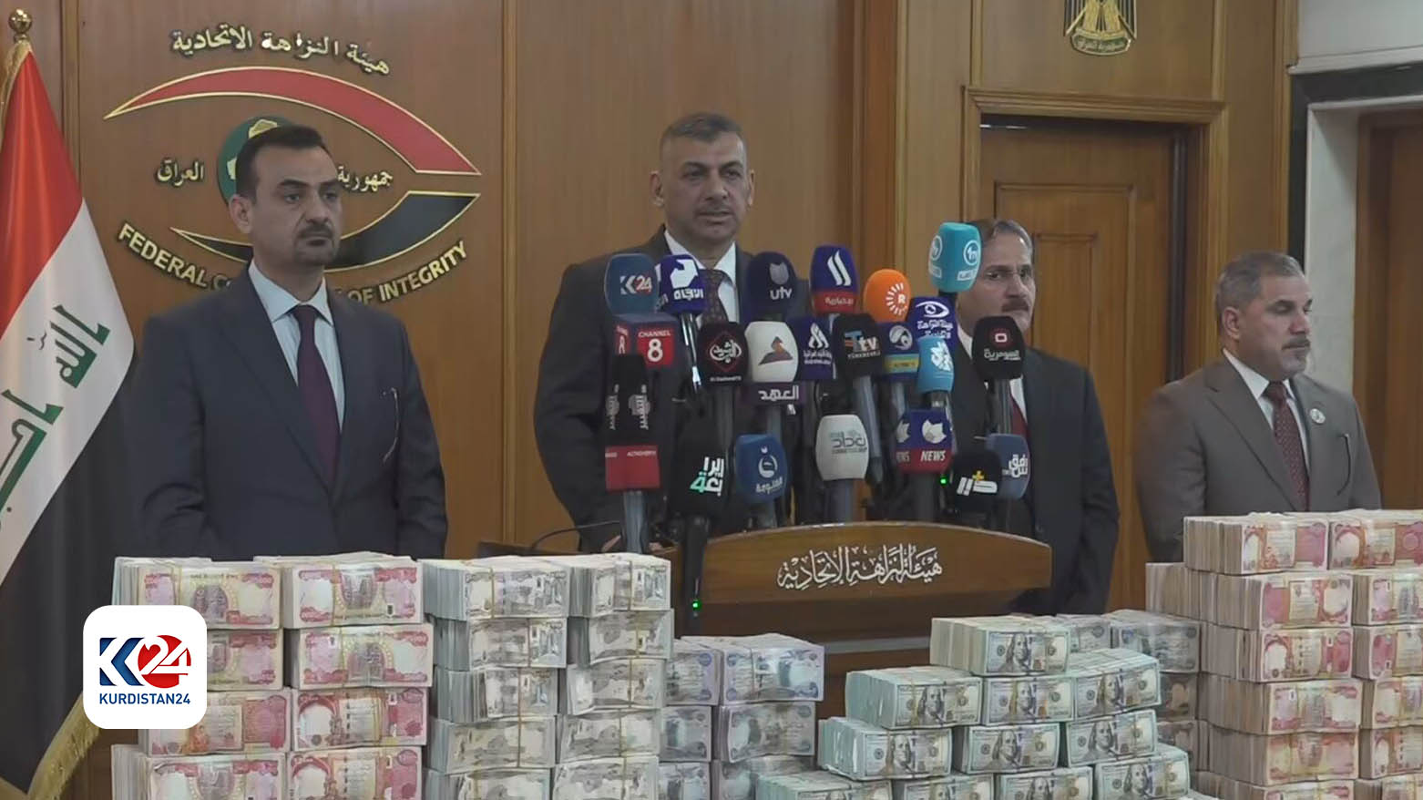 کنفرانس خبری حیدر حنون، رئیس ستاد مبارزه با فساد عراق