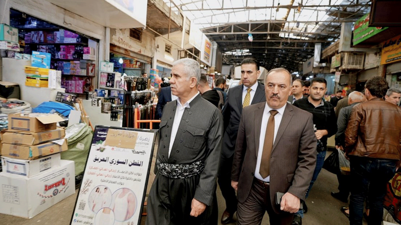 The Kurdistan Regional Government (KRG) Minister of Trade and Industry Kamal Muslim, visiting the markets in Erbil, March 11, 2024. (Photo: KRG)