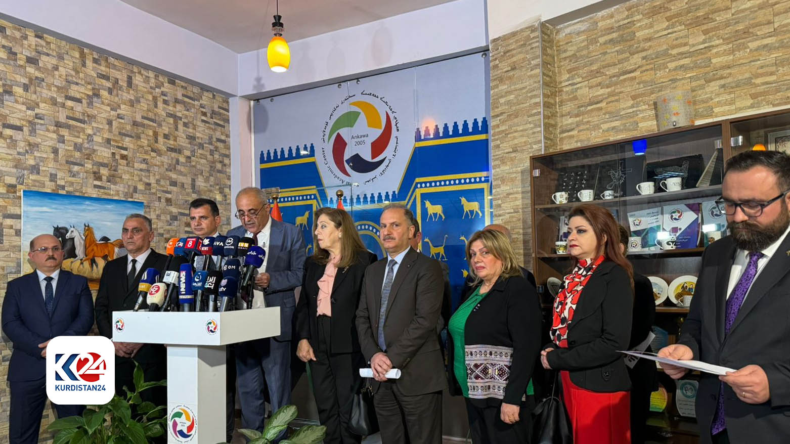 The representatives of the Christian political parties speaking at the presser, March 11, 2024. (Photo: Kurdistan24)