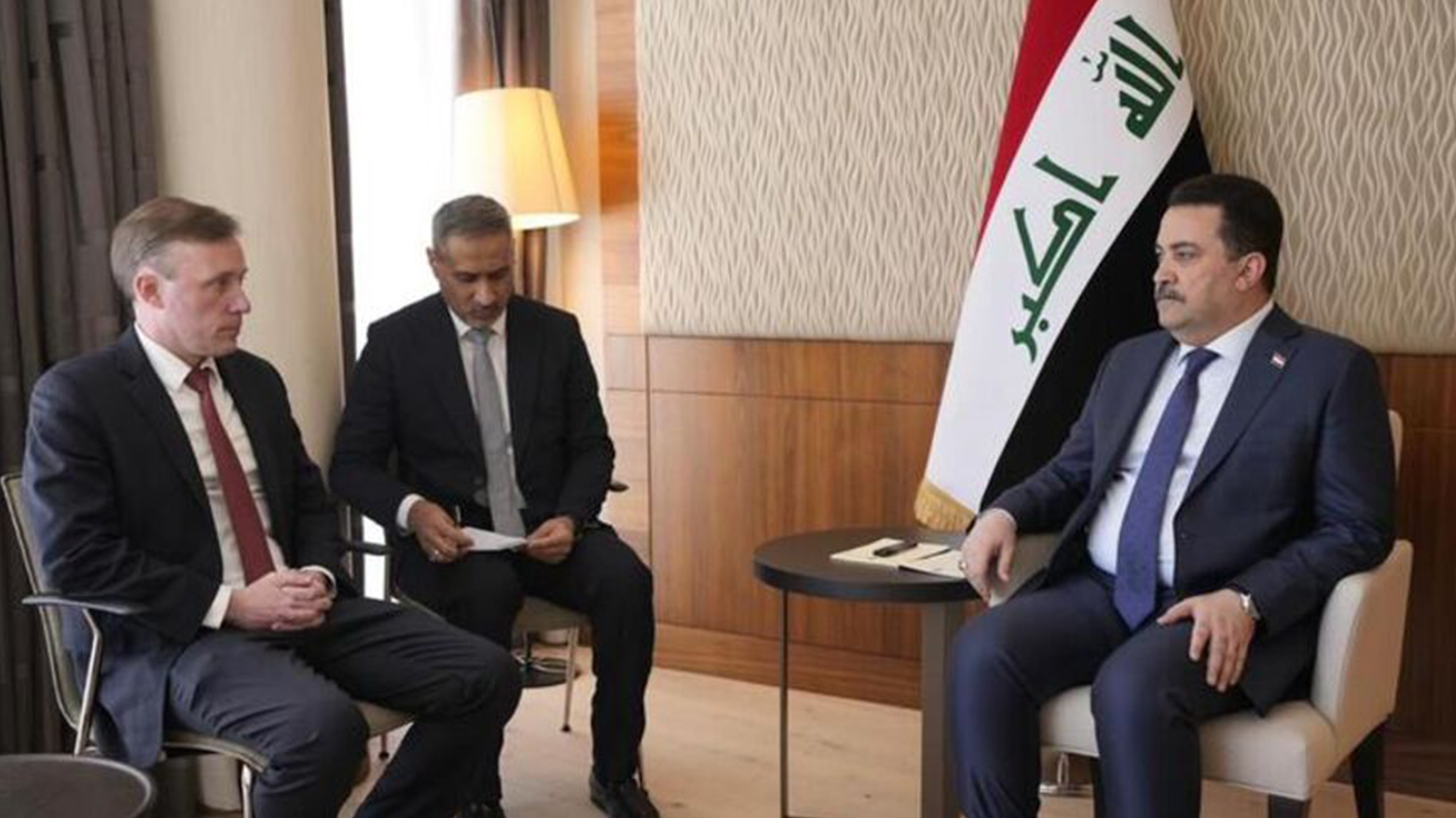 Iraqi Prime Minister Mohammed Shia al-Sudani meets with US national security advisor Jake Sullivan in Davos on the sidelines of the World Economic Forum on Jan. 16, 2024. (Photo: Al-Monitor)