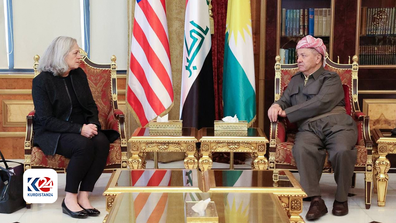 الرئيس مسعود بارزاني والسفيرة الأمريكية لدى العراق ألينا رومانوسكي