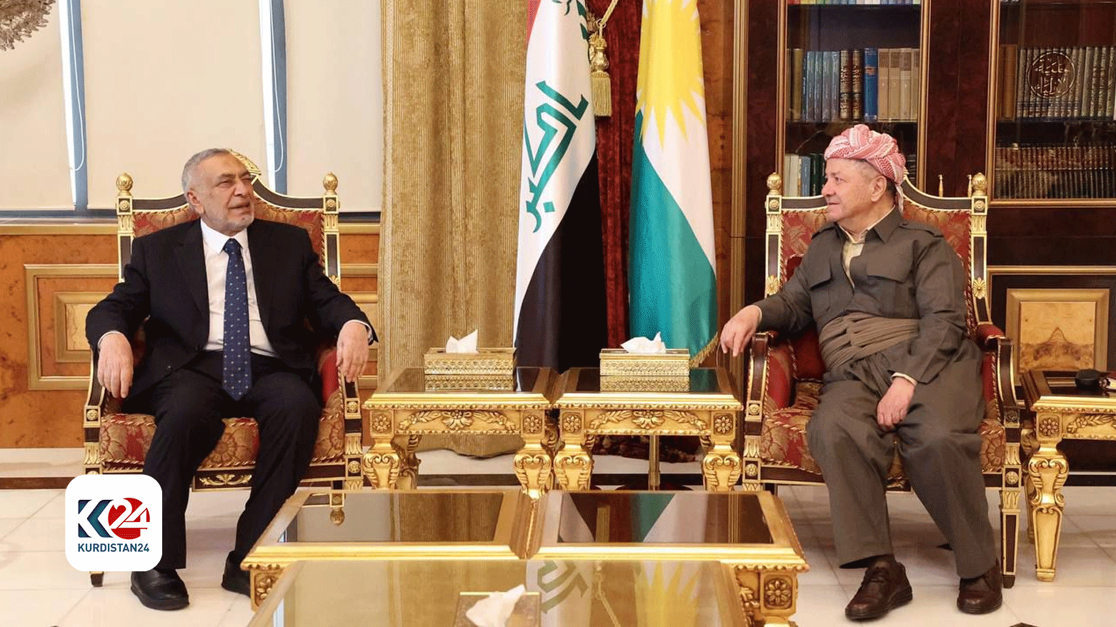 الرئيس مسعود بارزاني ورئيس تحالف الصدارة محمود المشهداني