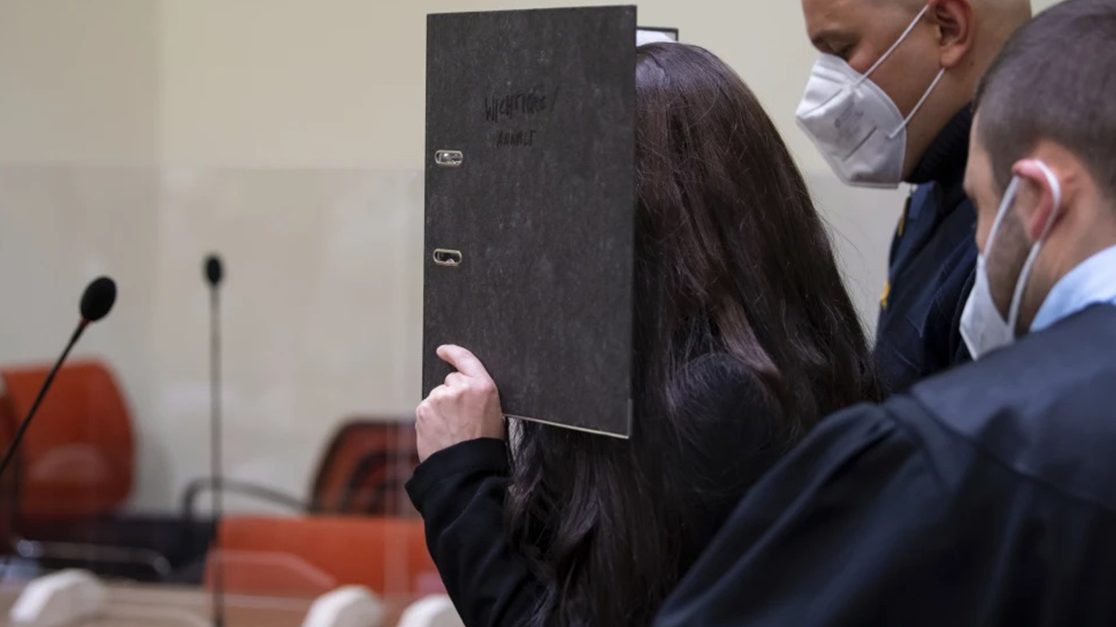 Defendant Jennifer W. arrives in a courtroom for her trial in Munich, Germany, Oct. 25, 2021. (Photo: AP)