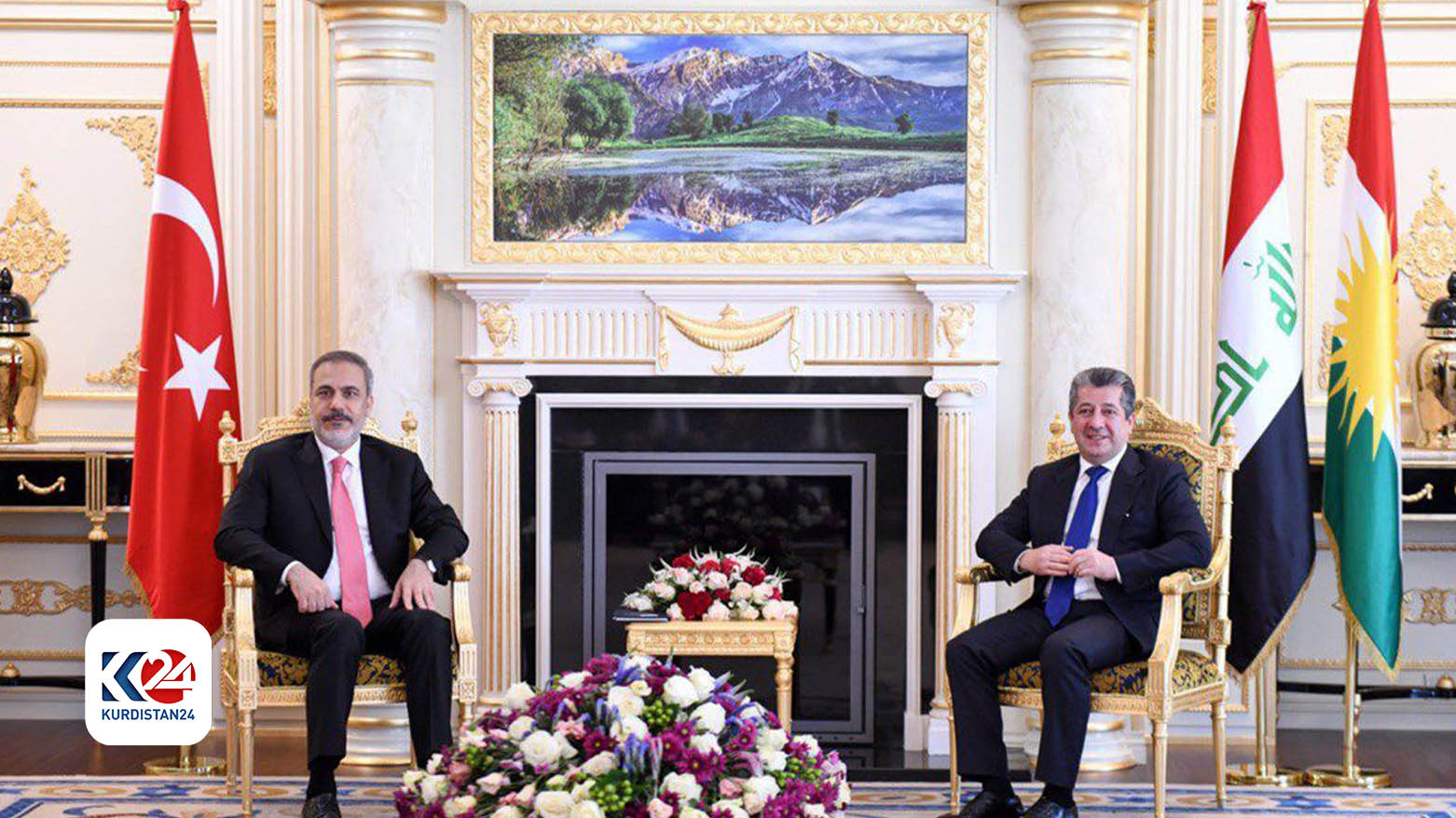 مسرور بارزانی، نخست وزیر اقلیم کوردستان و هاکان فیدان، وزیر امور خارجه ترکیه