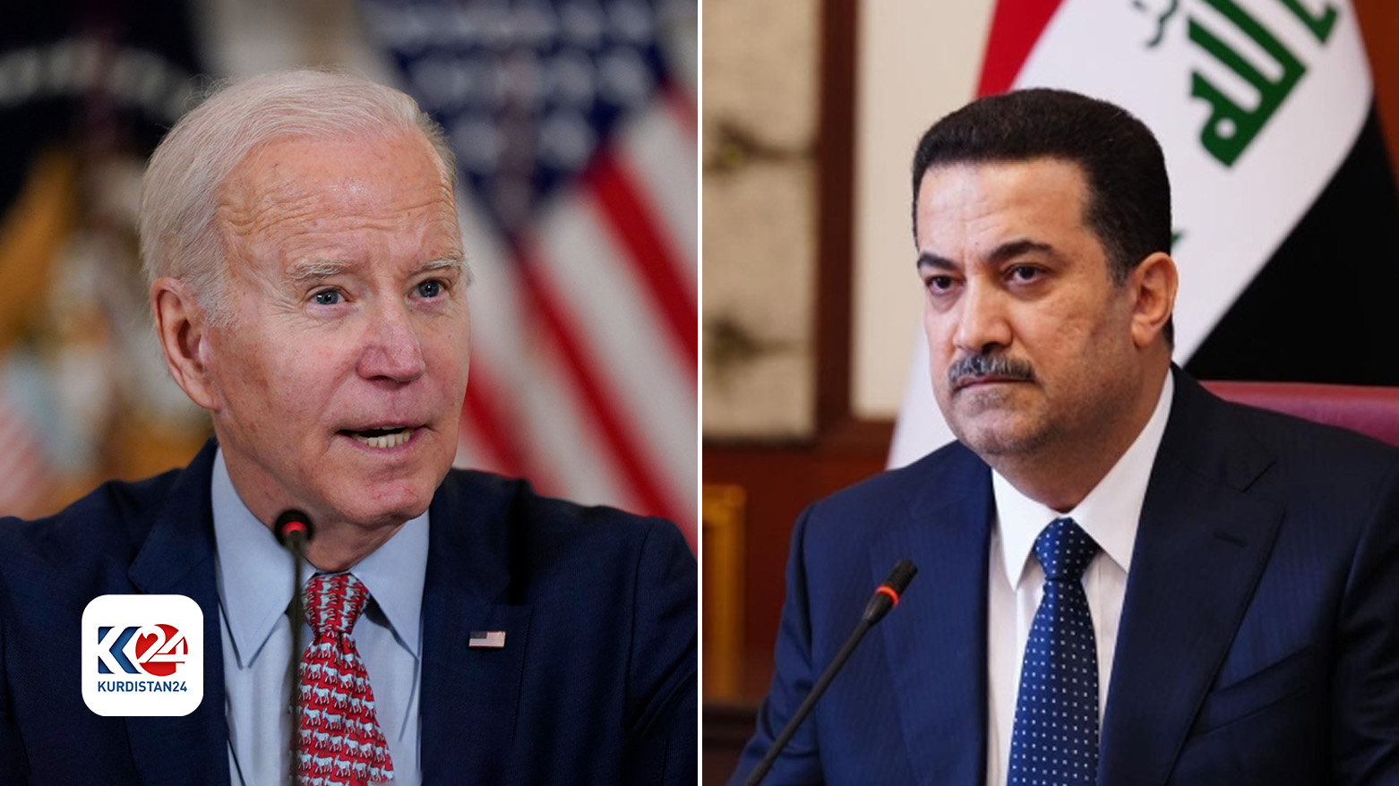 US President Joe Biden (L) and Iraqi Prime Minister Mohammed Shia al-Sudani (R). (Photo: Kurdistan 24)