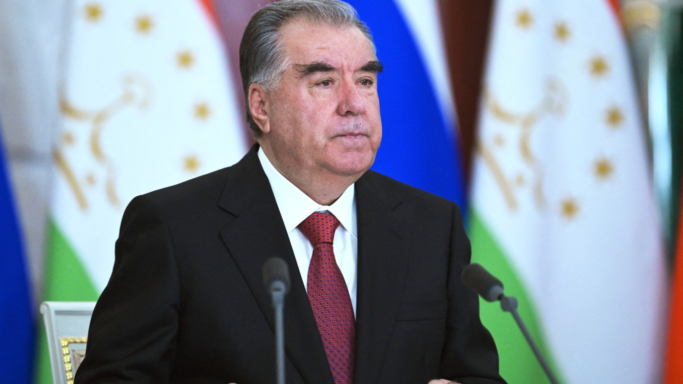 Tajik President Emomali Rahmon at talks in Moscow on Nov. 21, 2023. (Photo: Alexander Kazakov/ POOL / AFP)